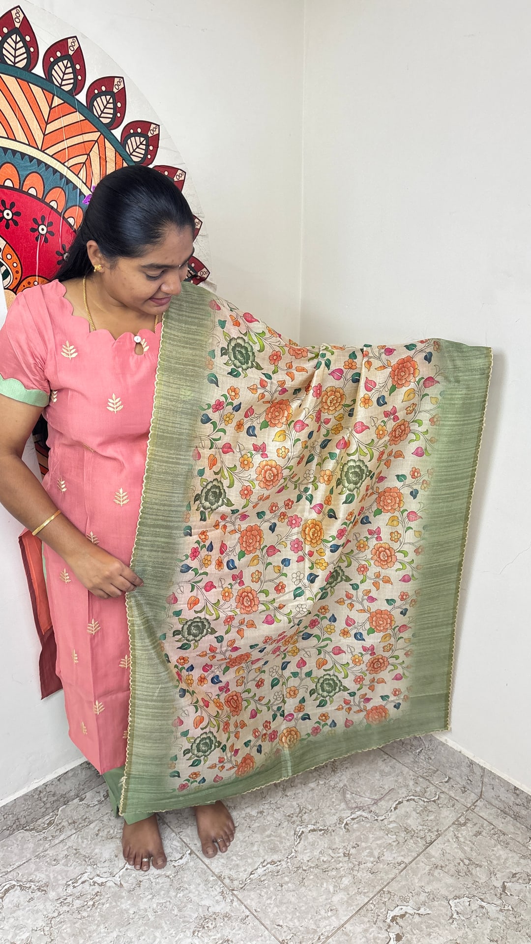 Peach Vertican Silk Salwar Set