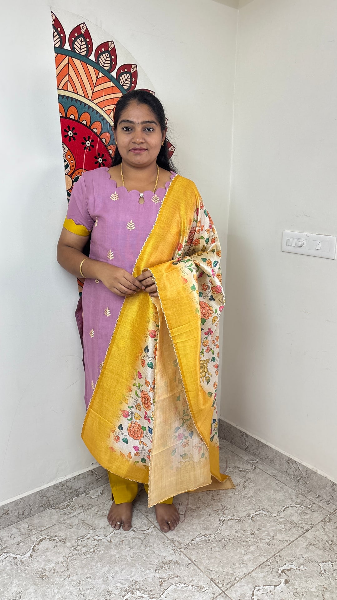Lavender Vertican Silk Salwar Set, photograph 2 of 3