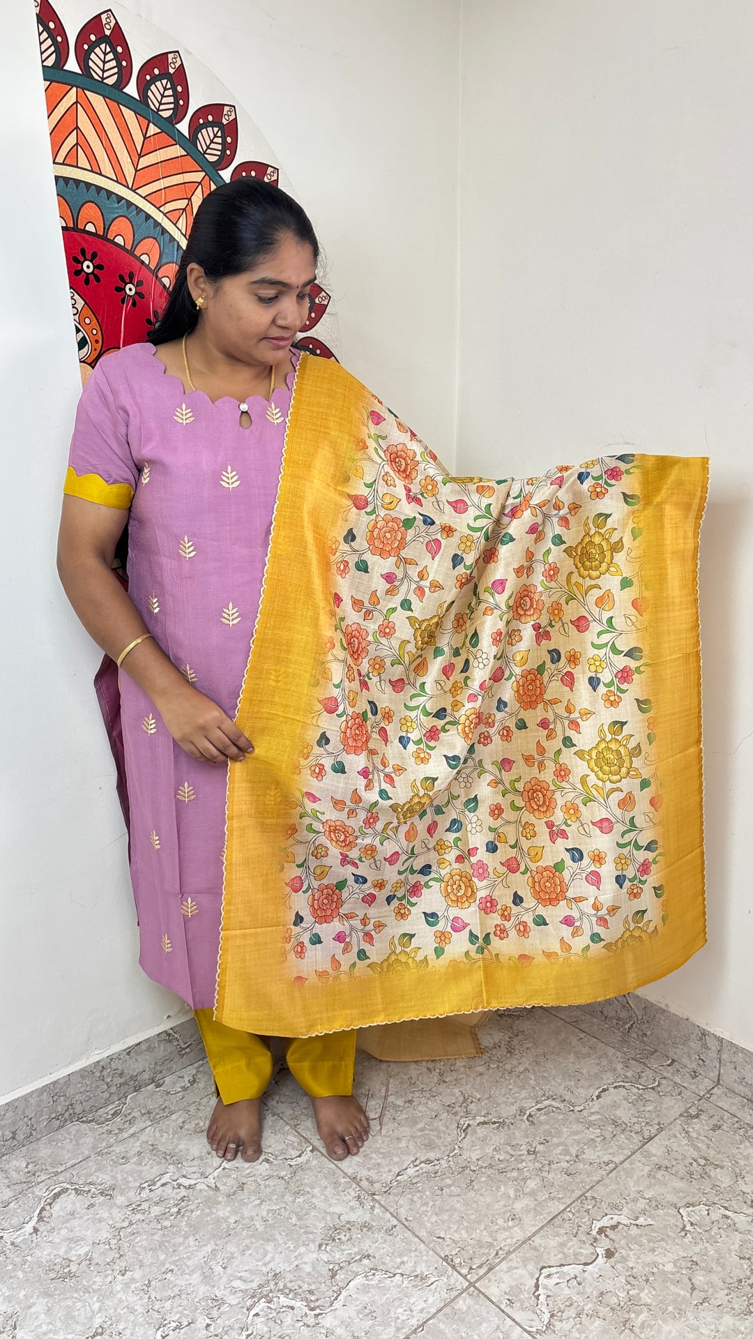 Lavender Vertican Silk Salwar Set, photograph 3 of 3