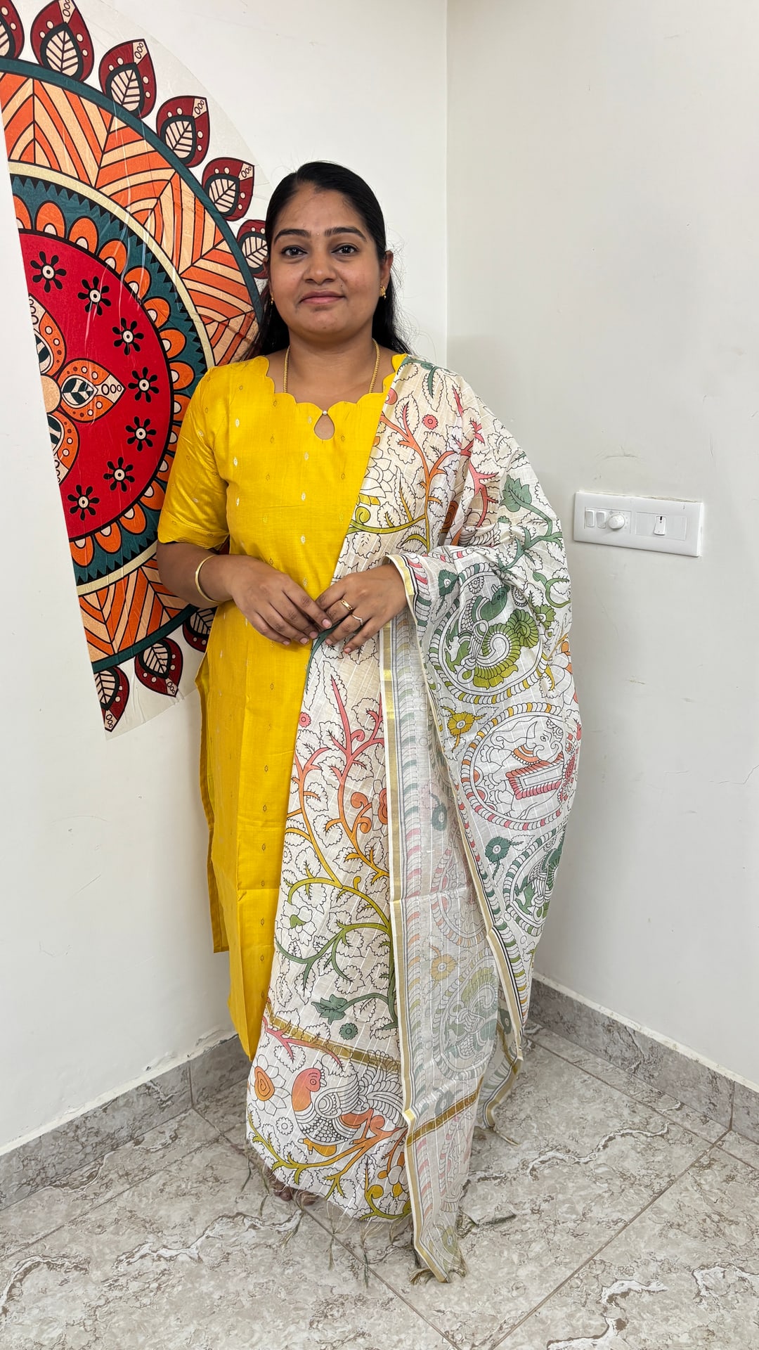 Mango Yellow Butter Silk Salwar Set, photograph 3 of 4