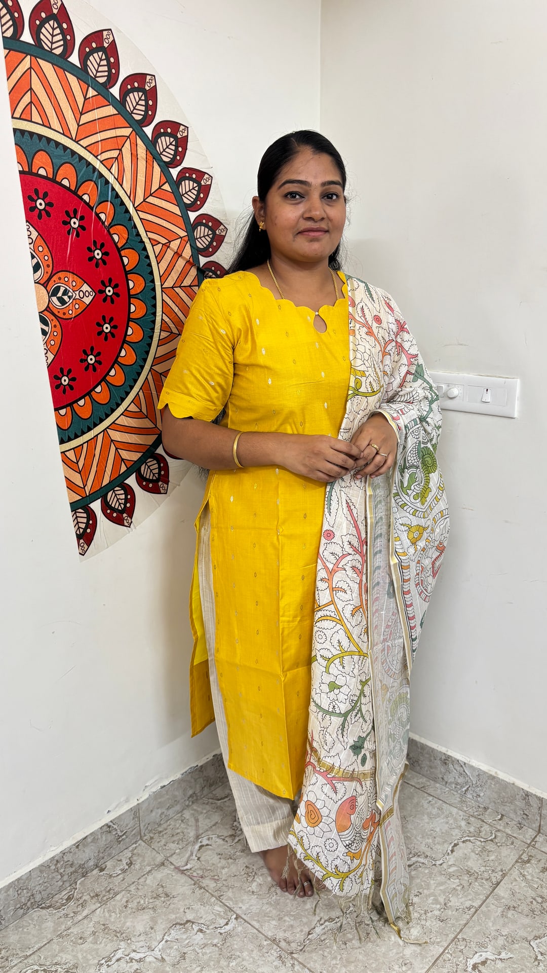 Mango Yellow Butter Silk Salwar Set, photograph 4 of 4