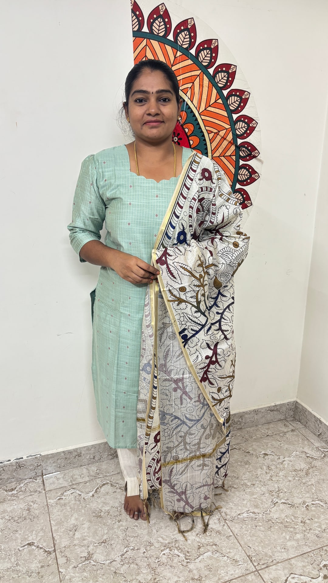 Sea Green Raw Silk Salwar Set, photograph 3 of 4
