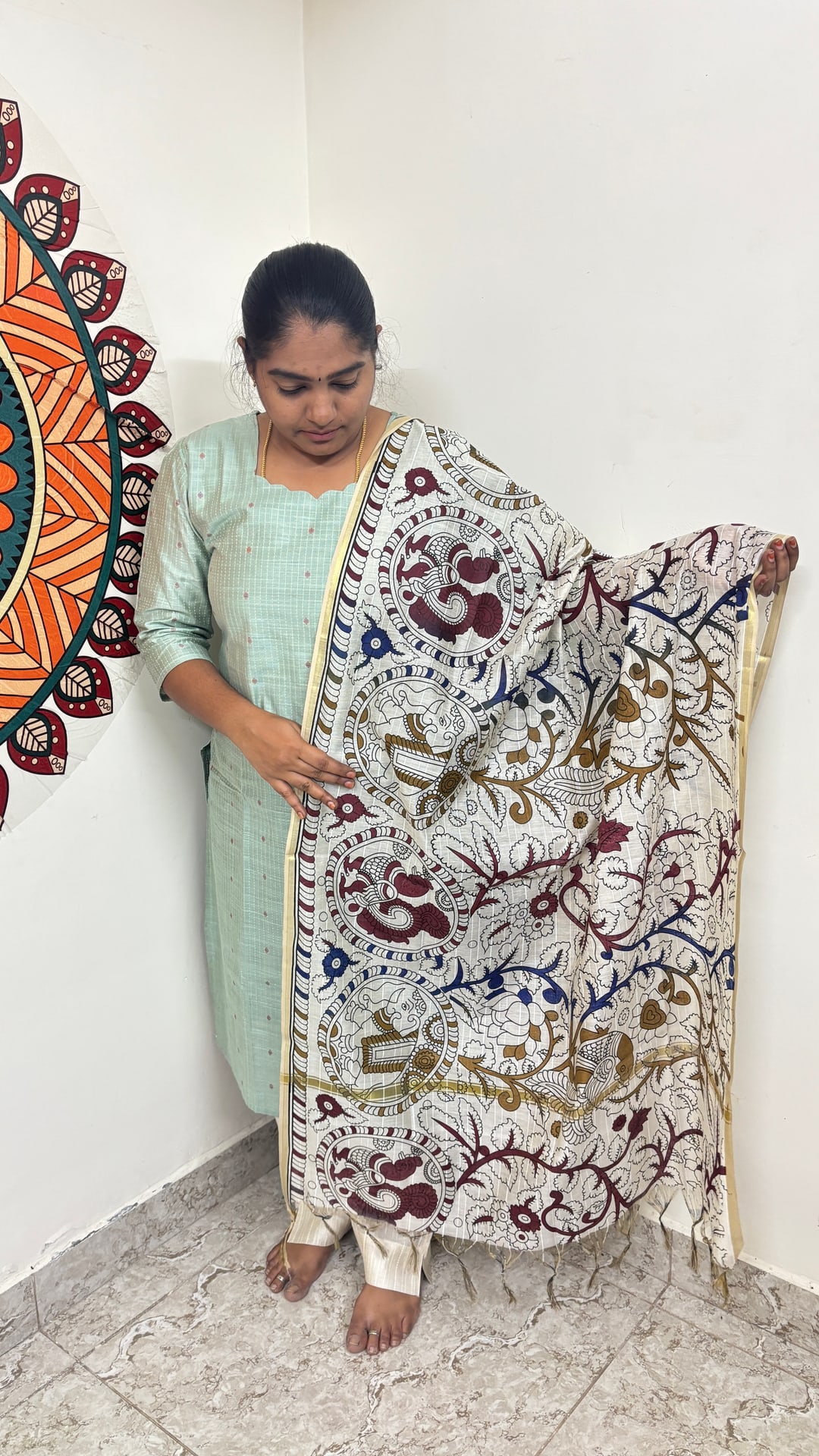 Sea Green Raw Silk Salwar Set, photograph 4 of 4