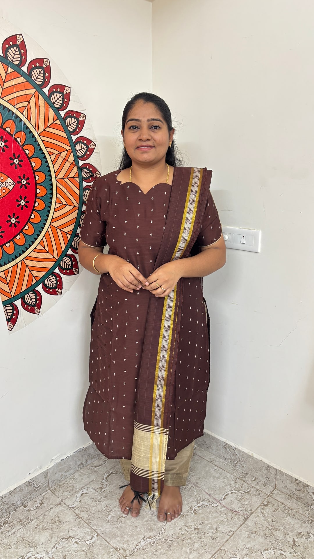 Choco Brown Raw Silk Salwar Set