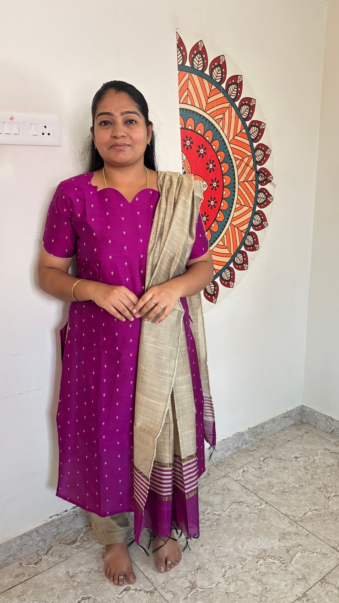 Magenta Raw Silk Salwar Set, photograph 2 of 6