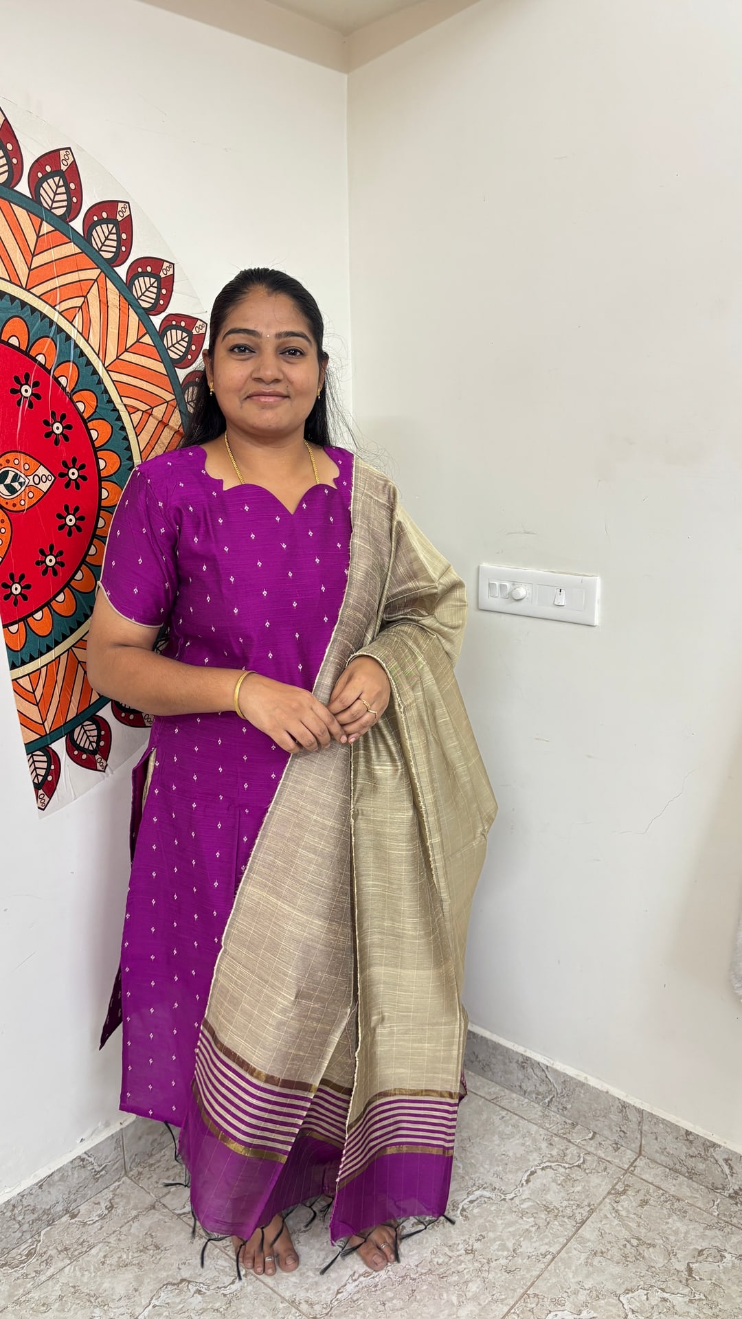 Magenta Raw Silk Salwar Set, photograph 4 of 6