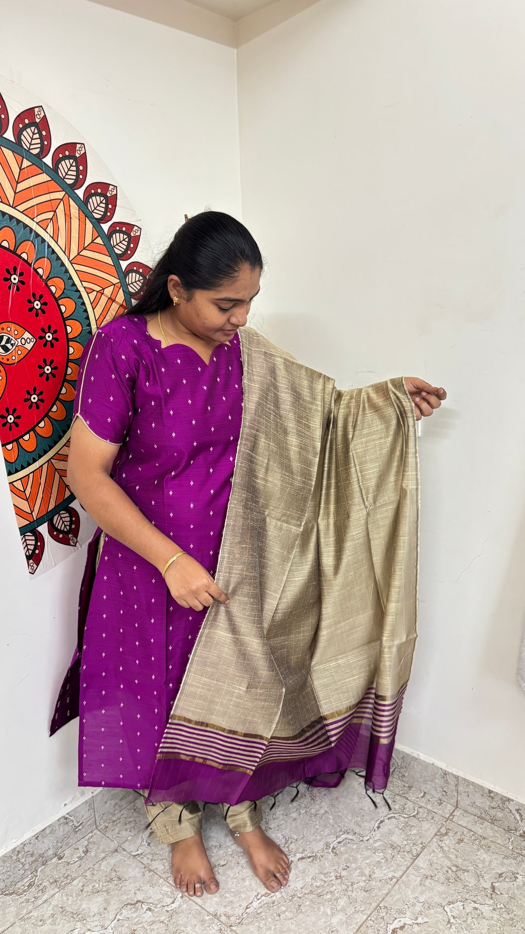 Magenta Raw Silk Salwar Set, photograph 6 of 6
