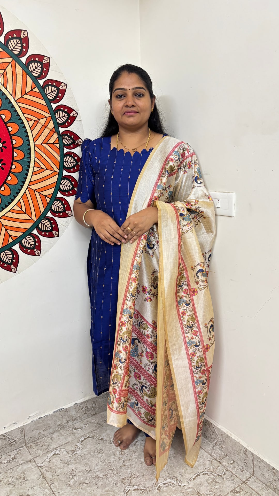 Peacock Blue Raw Silk Salwar Set