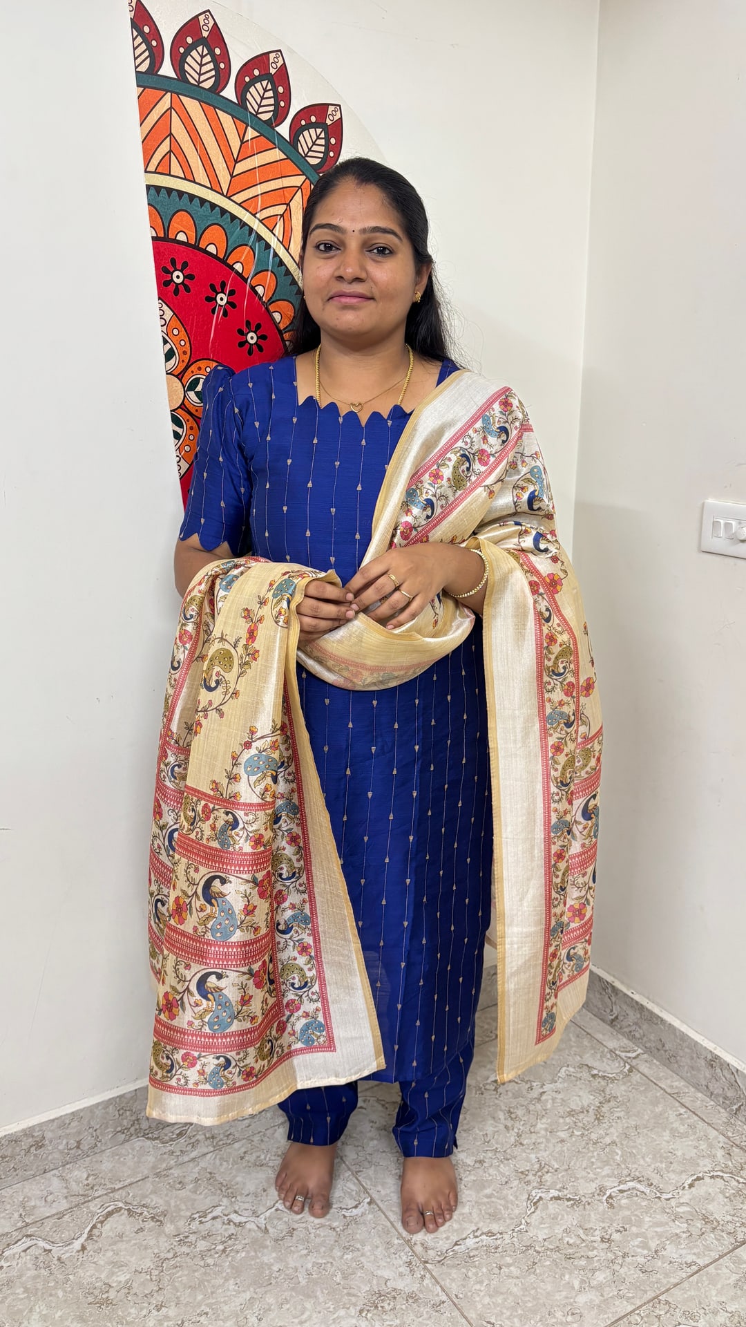 Peacock Blue Raw Silk Salwar Set, photograph 4 of 4