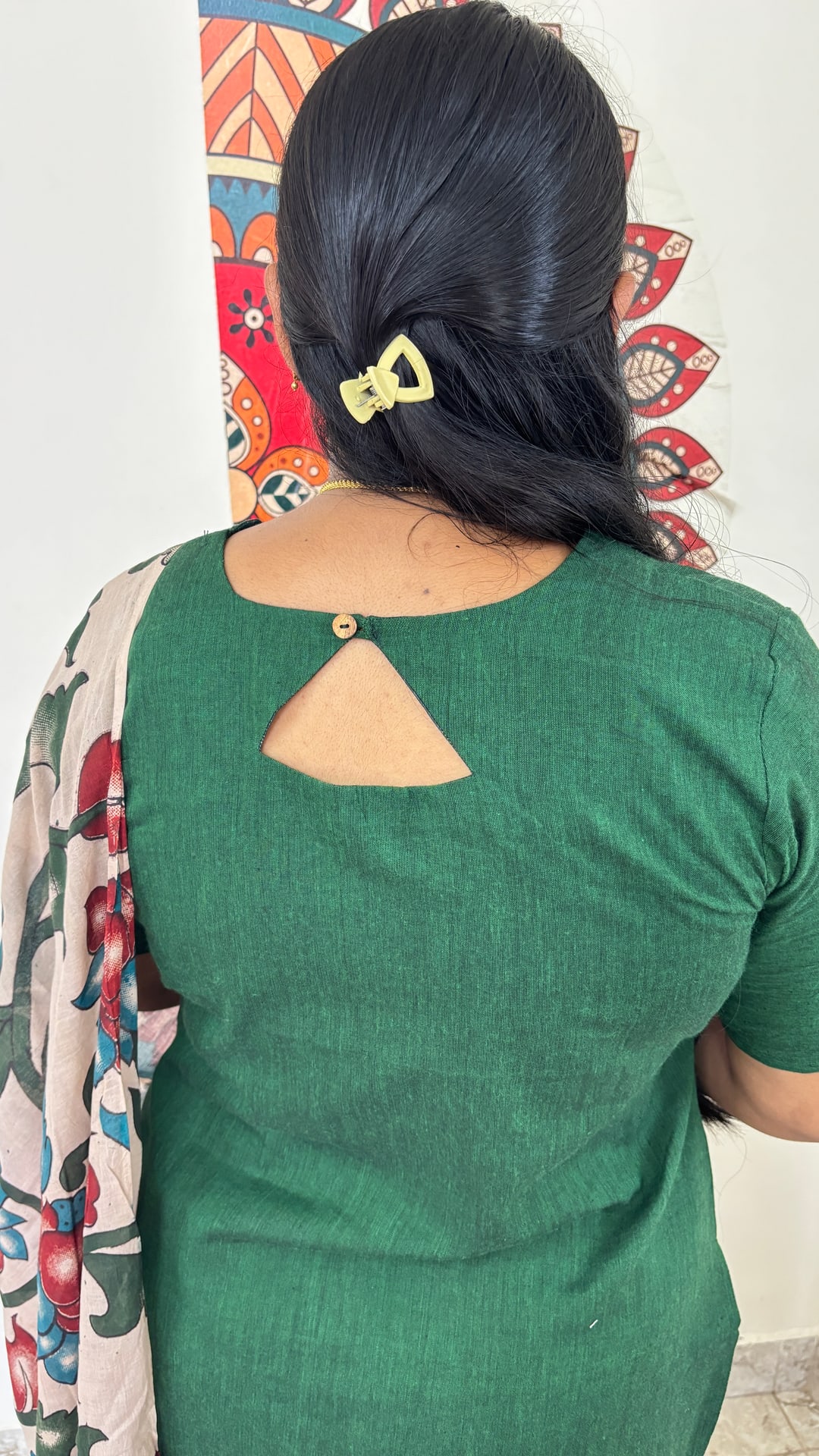 Green Kalamkari Cotton Three Piece Set, photograph 4 of 5
