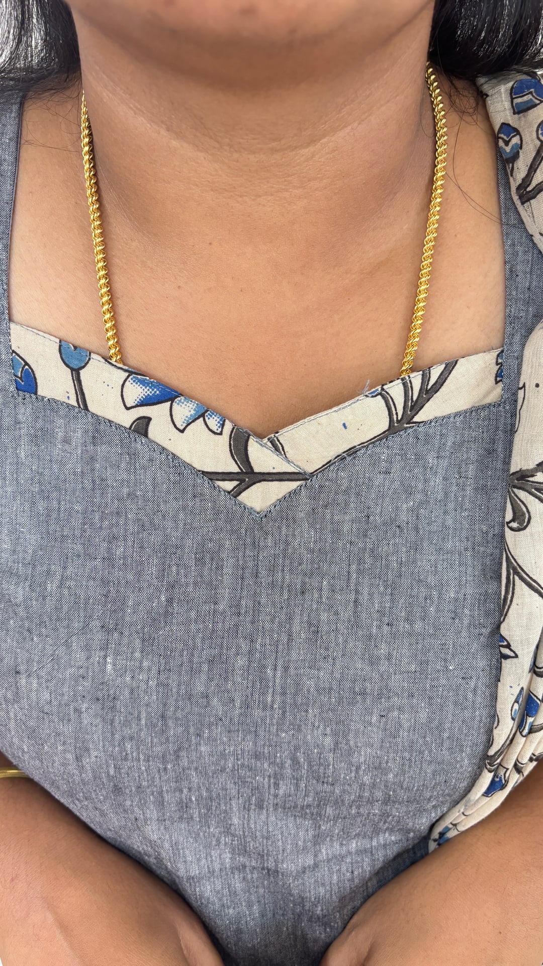 Grey Kalamkari Cotton Three Piece Set, photograph 4 of 5