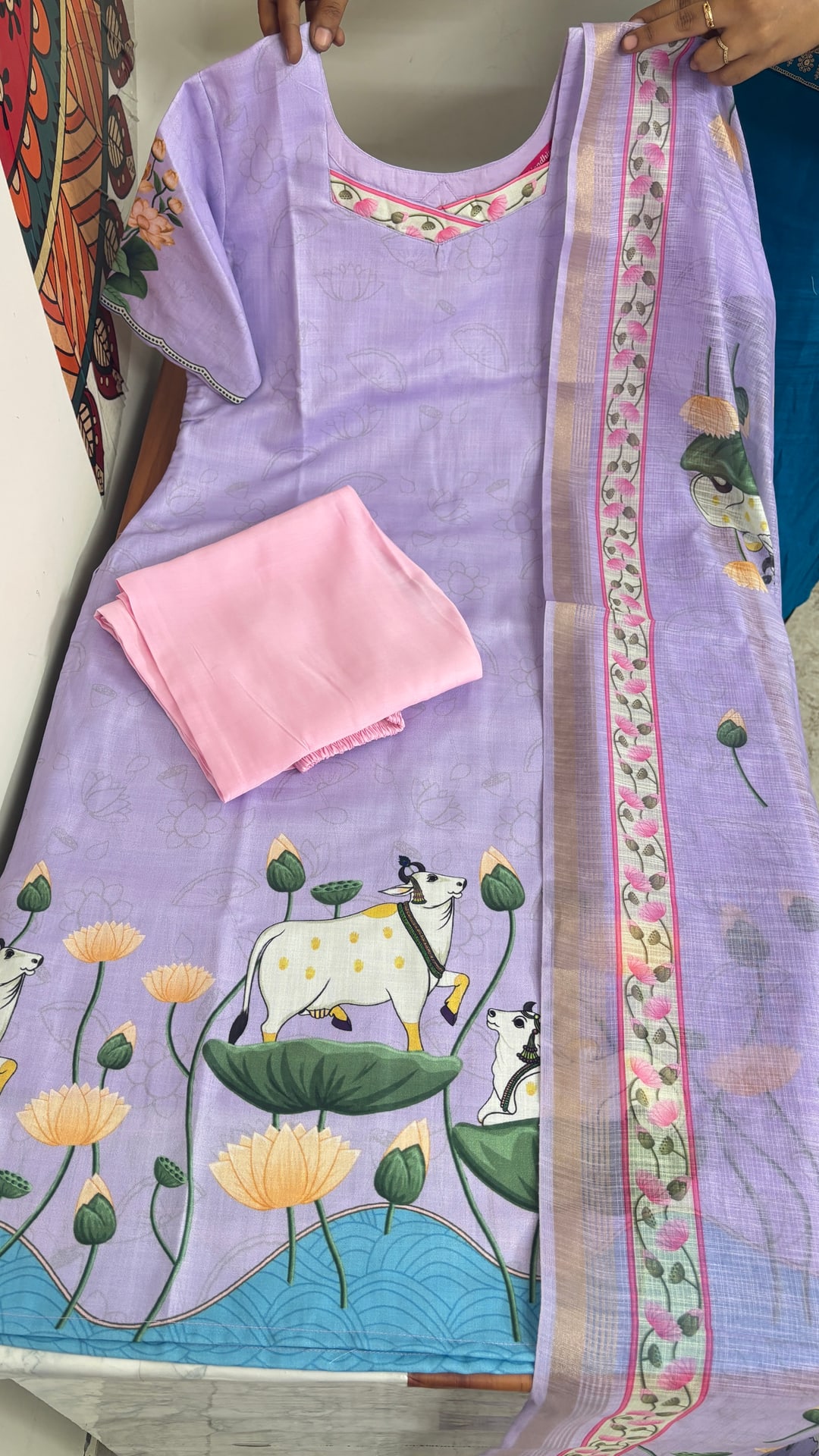 Lavender Linen Cotton Salwar Set, photograph 2 of 2