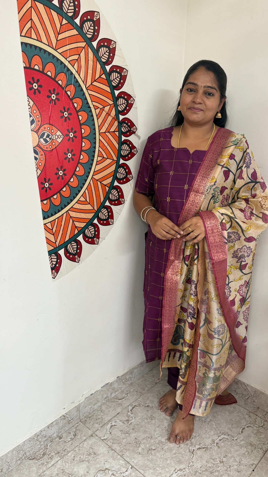 Royal Wine Raw Silk Salwar Set, photograph 2 of 6