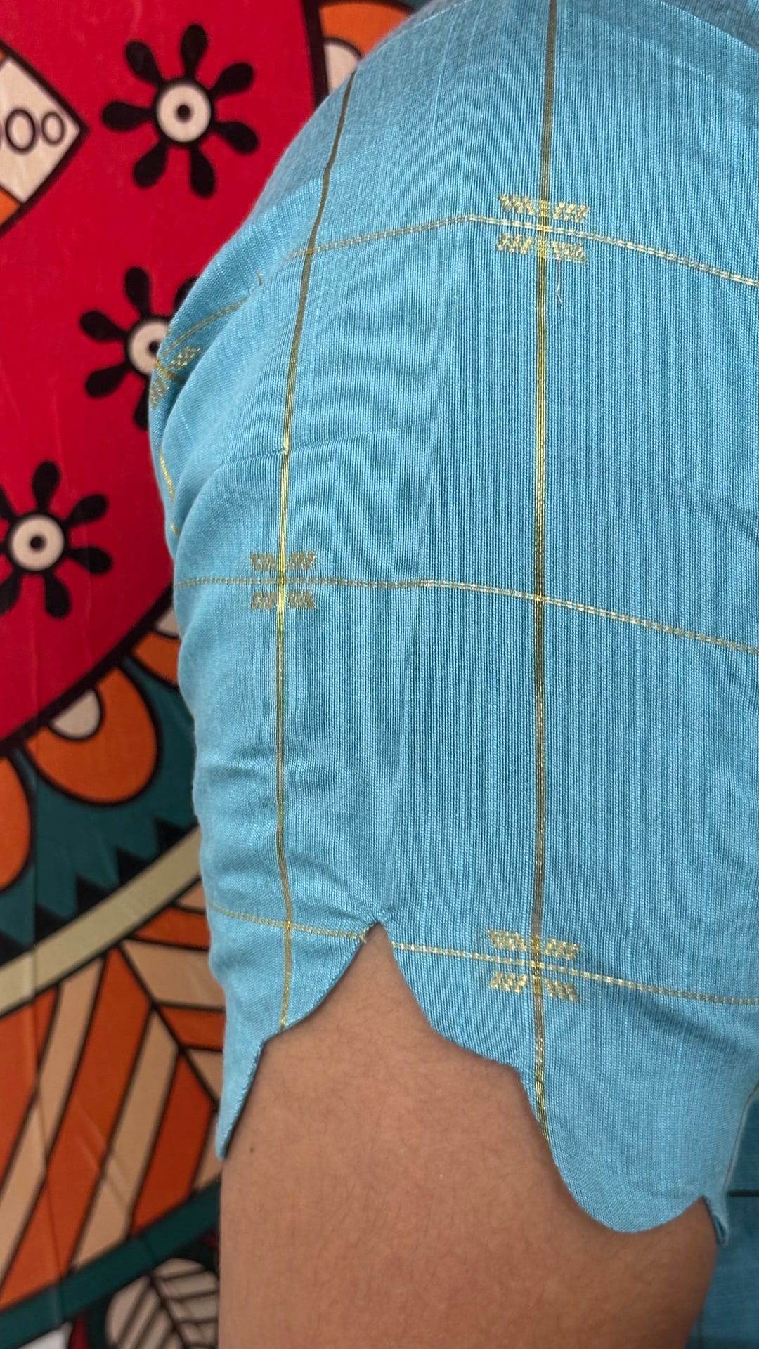 Aqua Blue Raw Silk Salwar Set, photograph 4 of 5