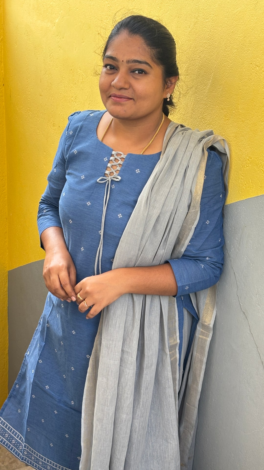 Denim Blue Handloom Cotton Salwar Set, photograph 8 of 8