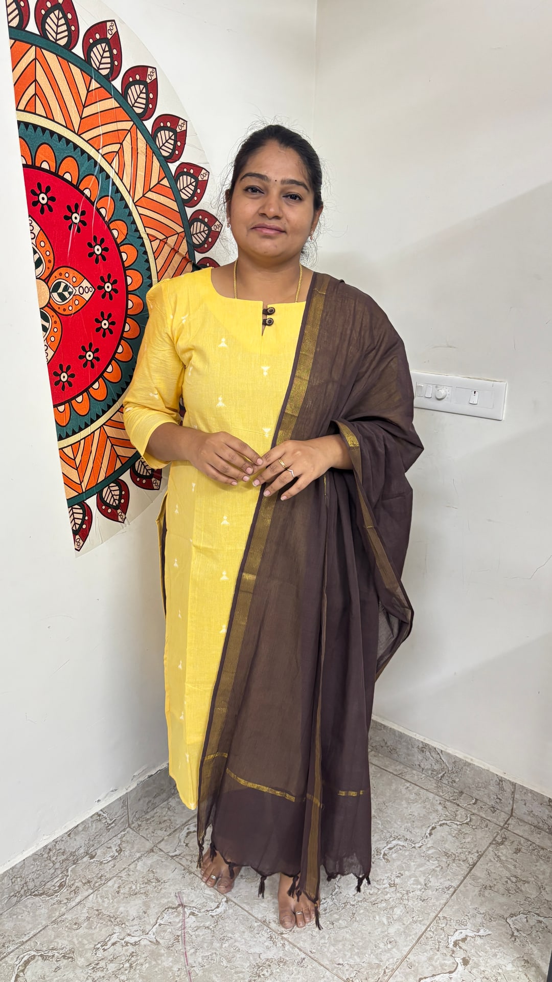 Saffron Yellow Handloom Cotton Salwar Set