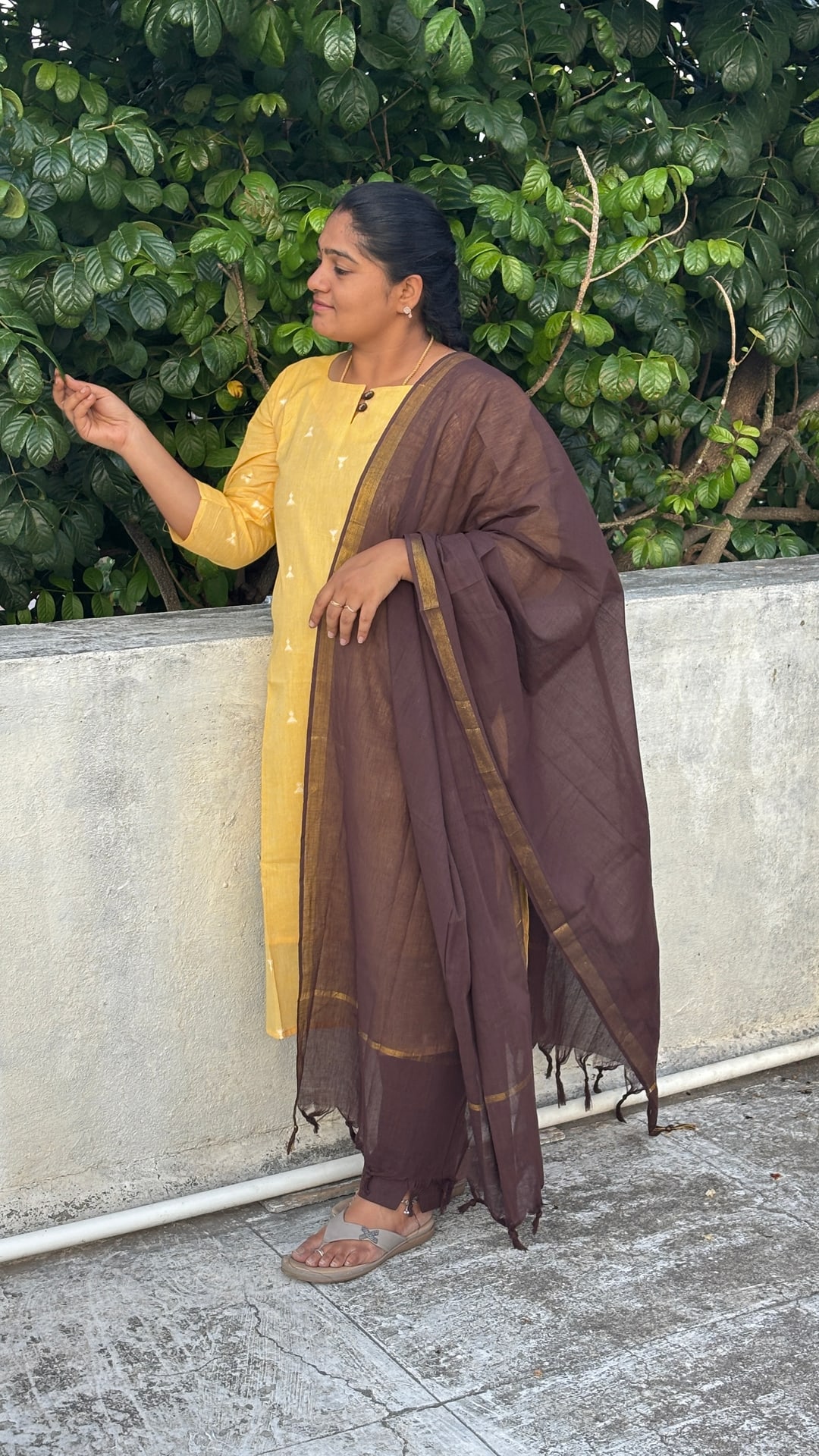 Saffron Yellow Handloom Cotton Salwar Set, photograph 5 of 6