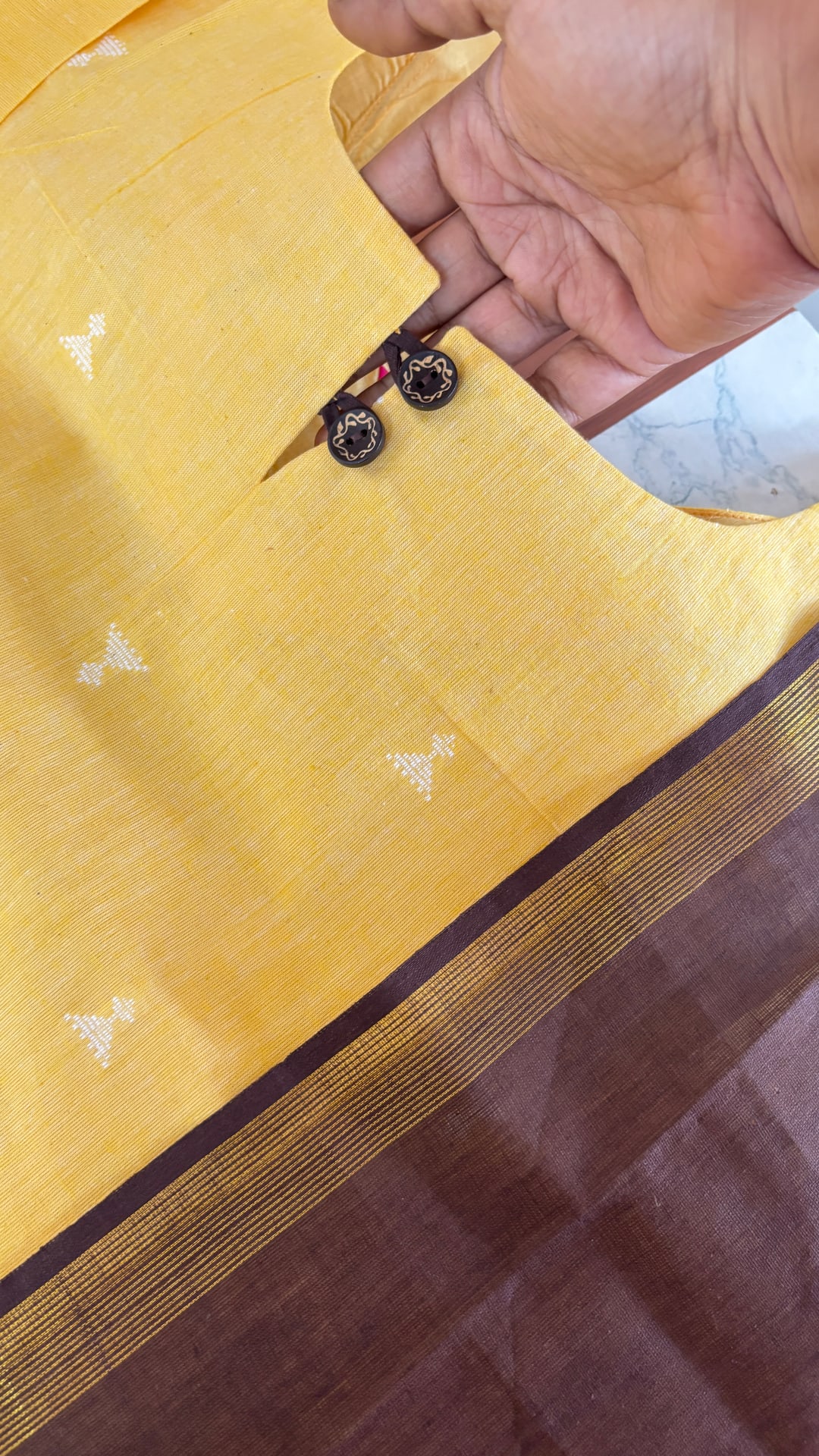 Saffron Yellow Handloom Cotton Salwar Set, photograph 6 of 6