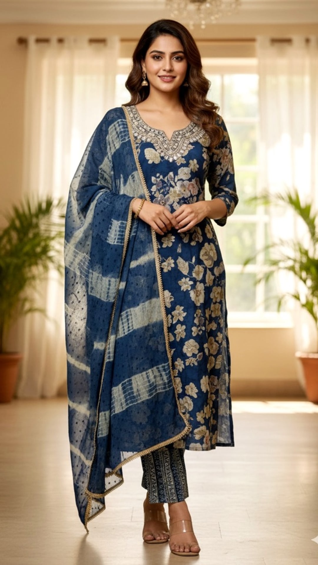 Indigo Blue Vertican Three Piece Set, photograph 1 of 2