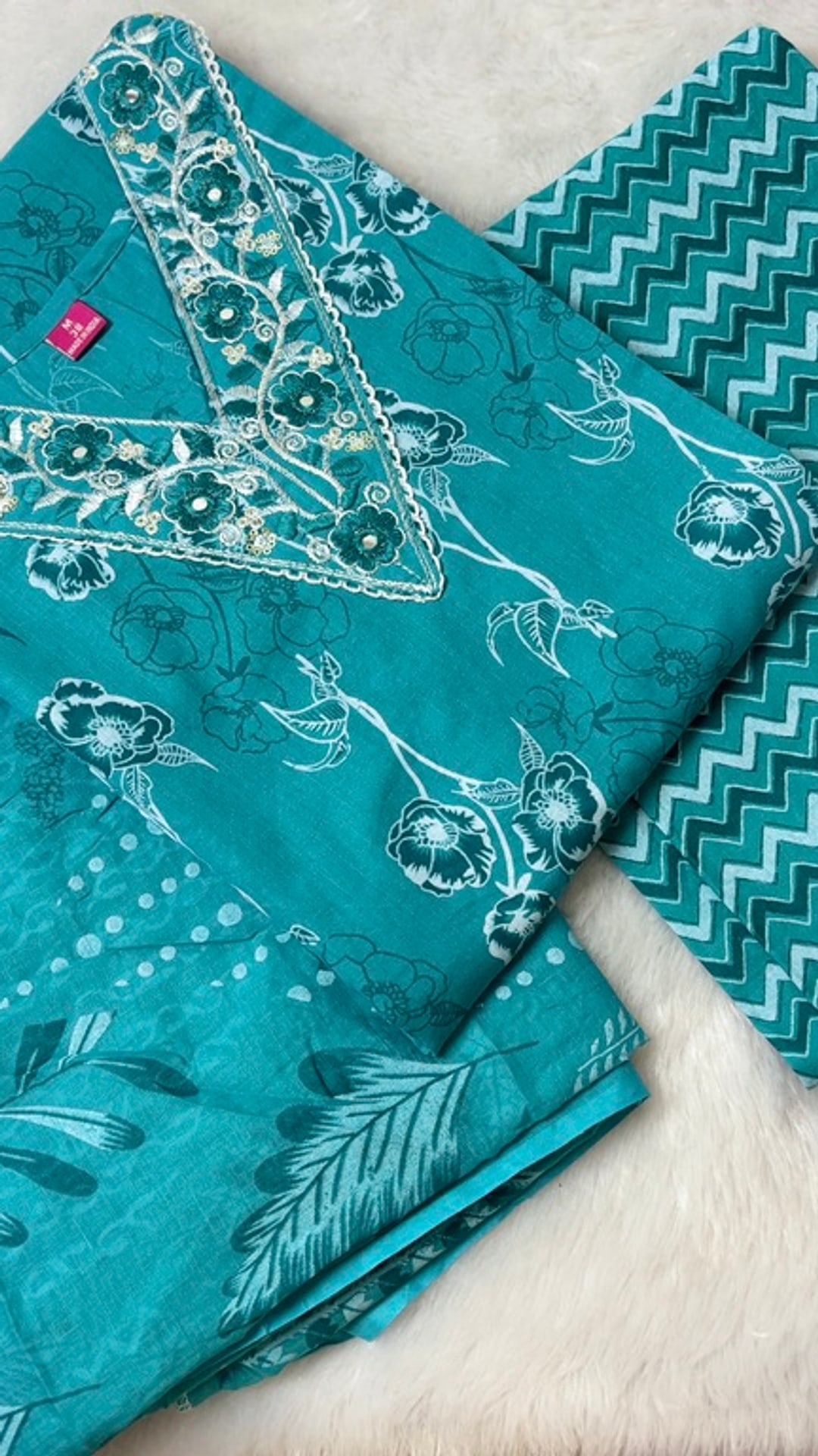 Sky Blue Jaipur Cotton Three Piece Set, photograph 2 of 2
