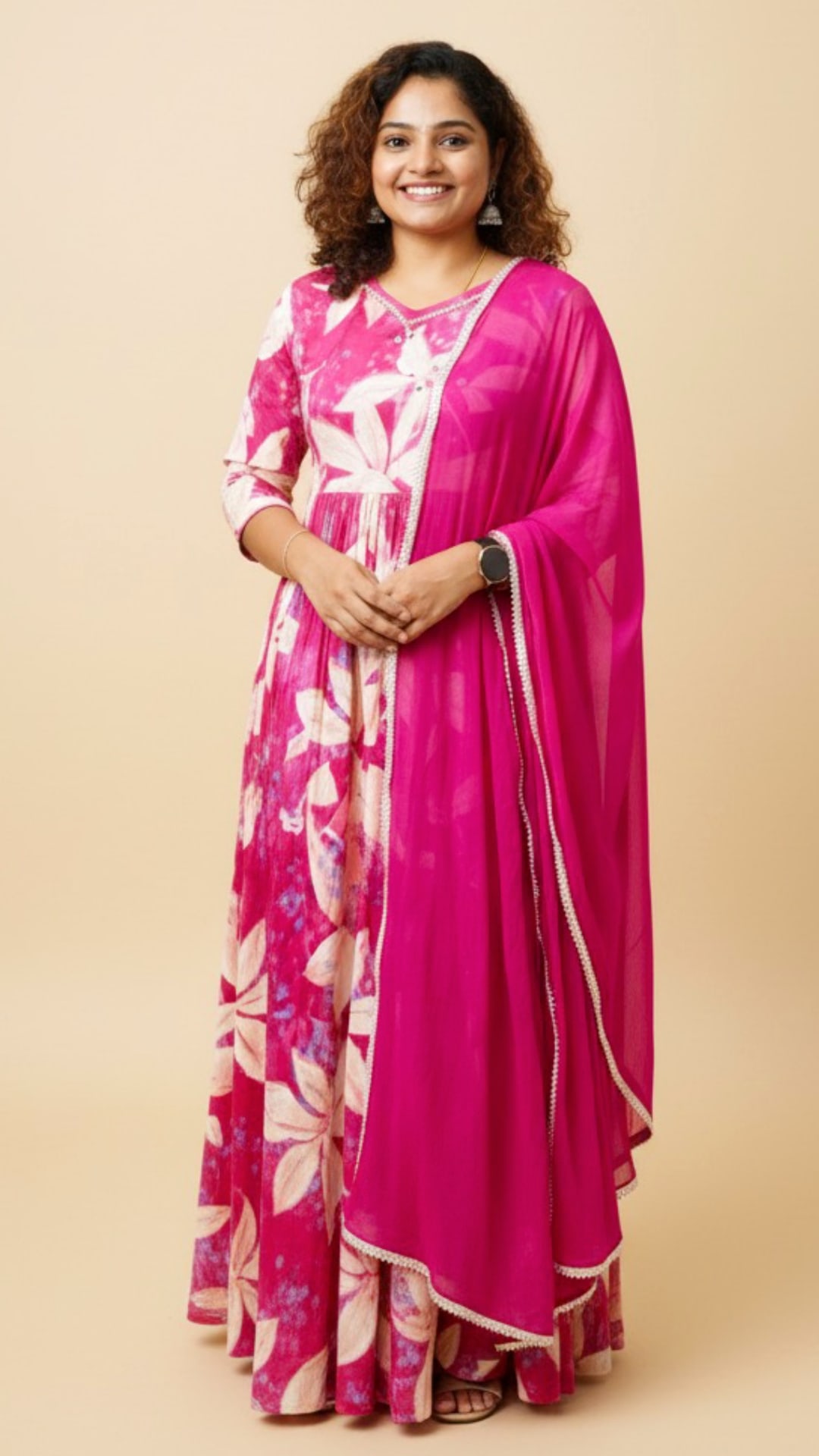Pink Anarkali Three Piece Set, photograph 1 of 2