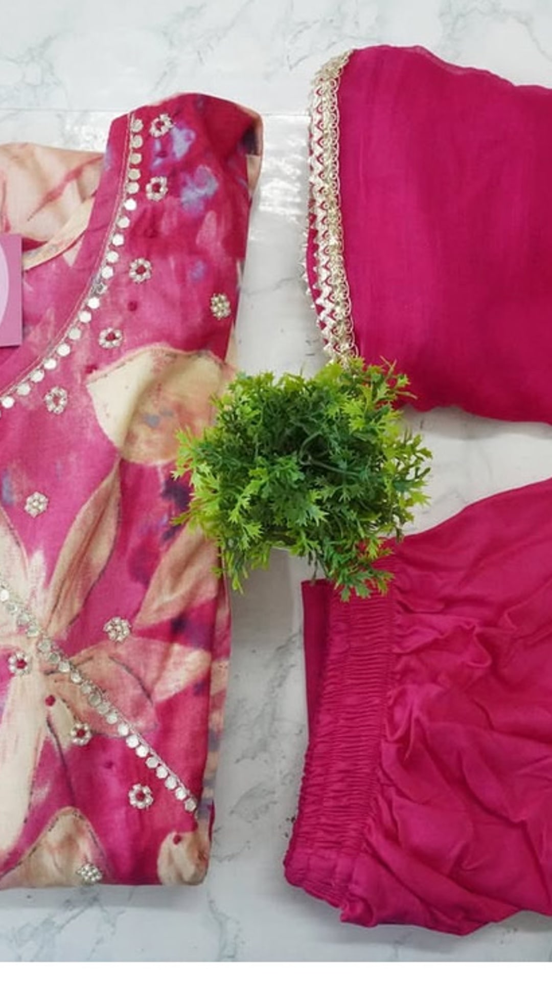 Pink Anarkali Three Piece Set, photograph 2 of 2