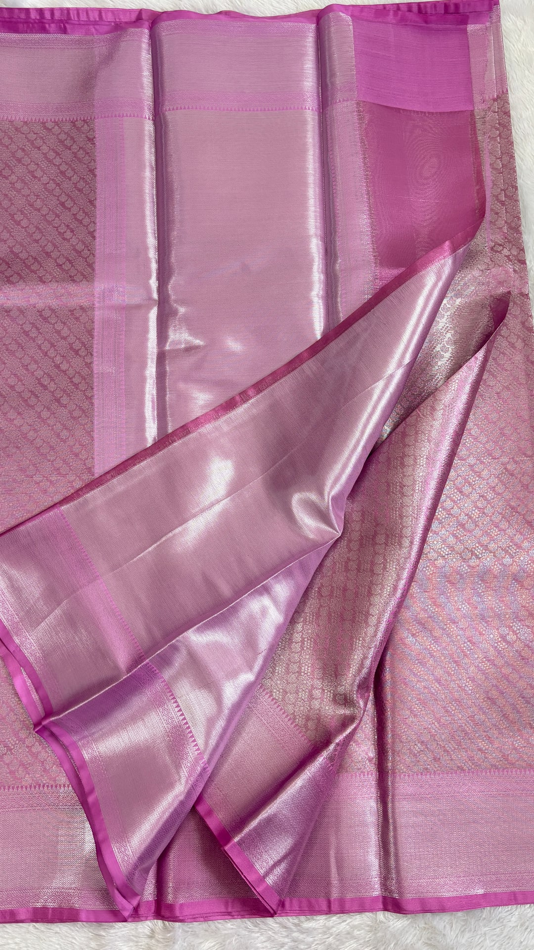 Lavender Banarasi Tissue Saree with Silver Zari, photograph 1 of 4