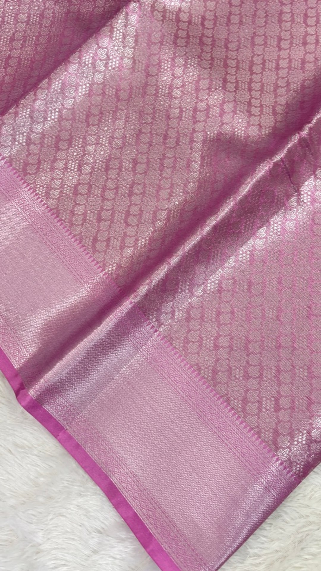 Lavender Banarasi Tissue Saree with Silver Zari, photograph 2 of 4