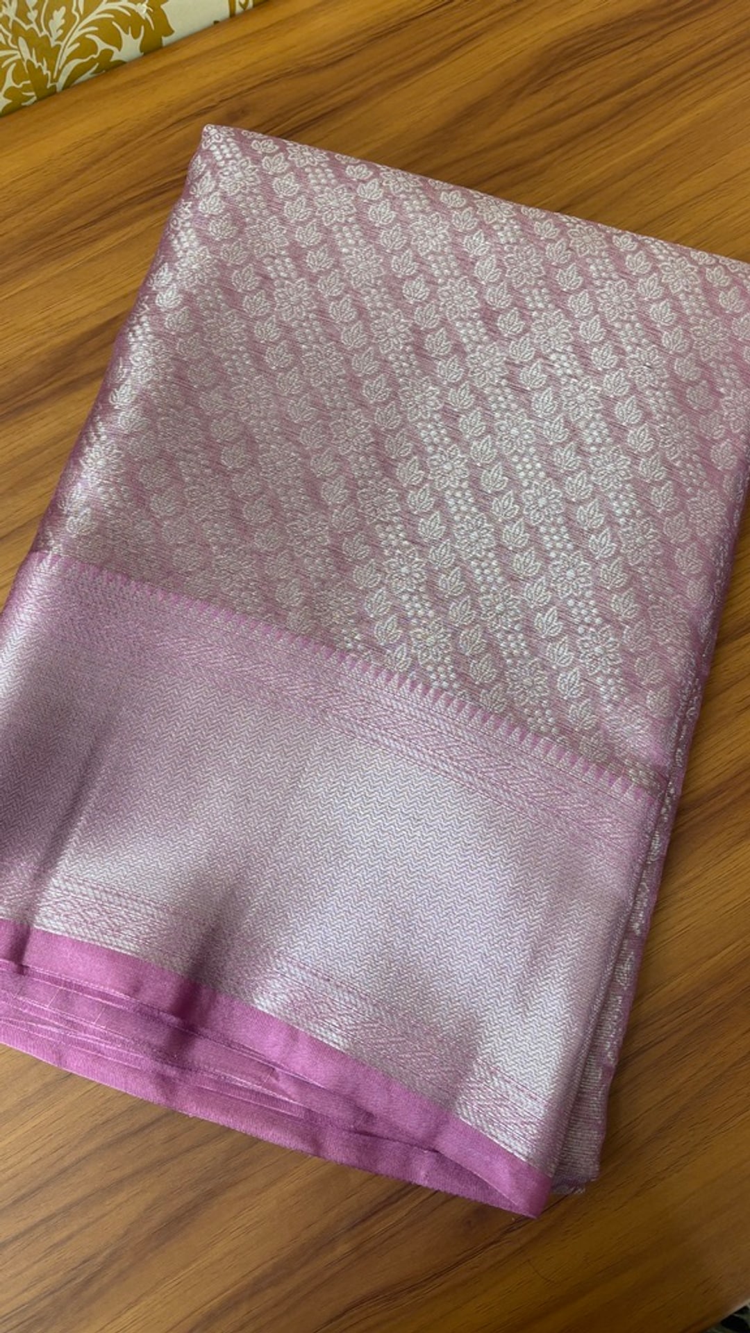 Lavender Banarasi Tissue Saree with Silver Zari, photograph 3 of 4