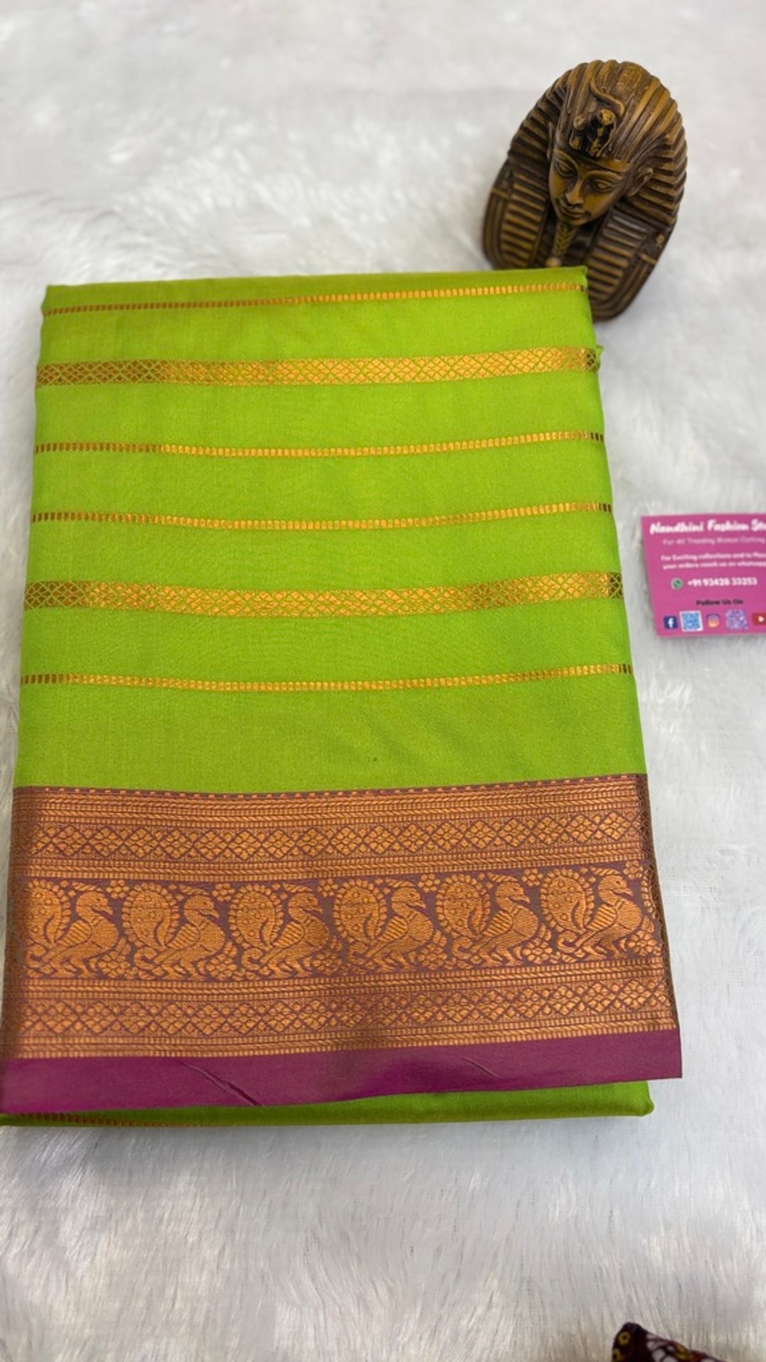 Parrot Green Veldhari Semi Silk Saree, photograph 2 of 2