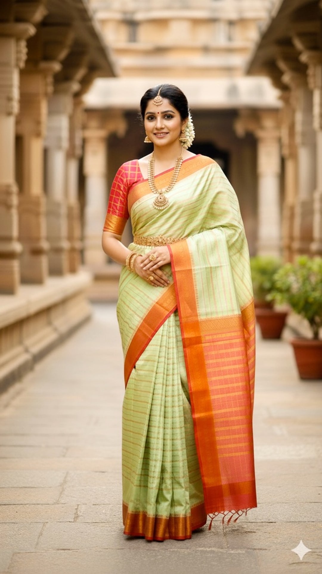 Pista Green Veldhari Semi Silk Saree, photograph 2 of 2