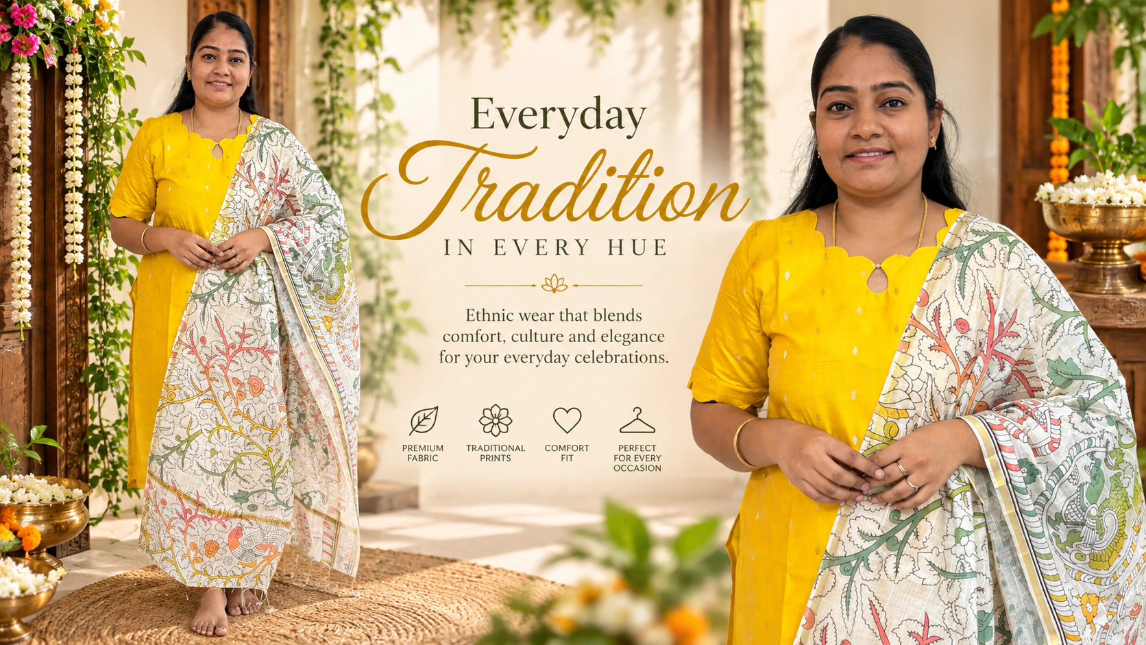 Everyday tradition in every hue: ethnic wear that blends comfort, culture and elegance for your everyday celebrations.