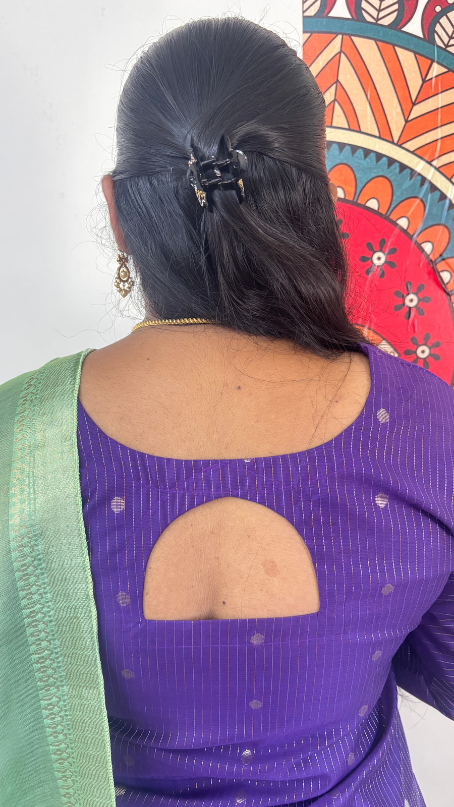 Violet Pista Green Butter Silk Salwar Set, photograph 6 of 6