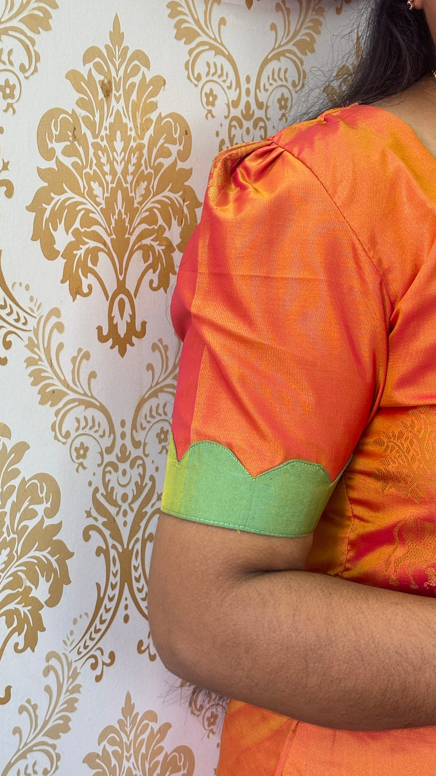 ✨ Coral Orange & Pista Green Soft Silk Salwar Suit, photograph 6 of 8