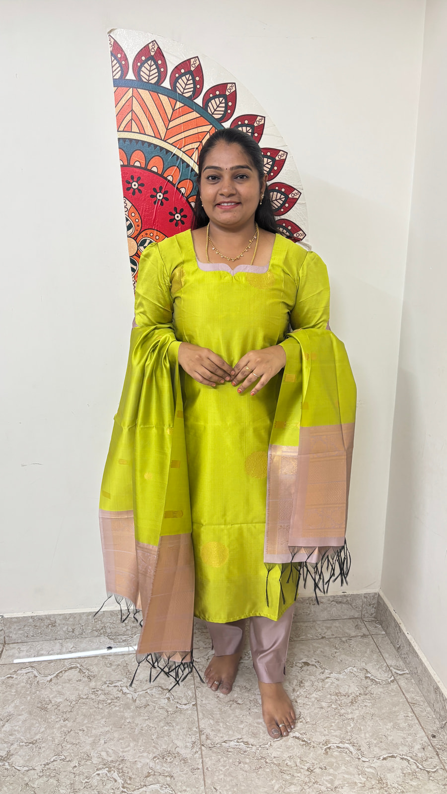 Lime Green with Rose Gold Soft silk, photograph 8 of 8