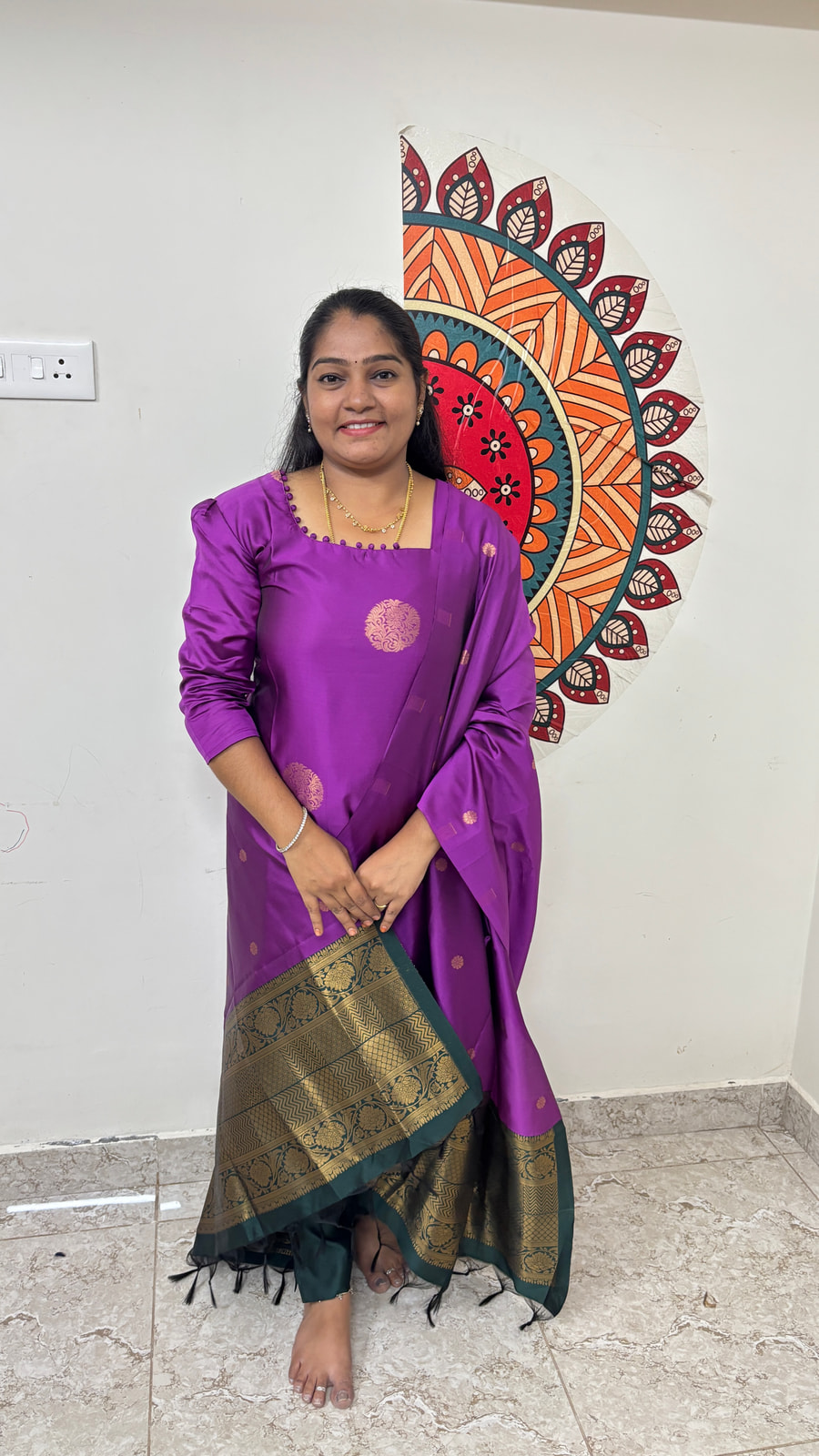Vadamalli With Bottle Green soft silk salwar