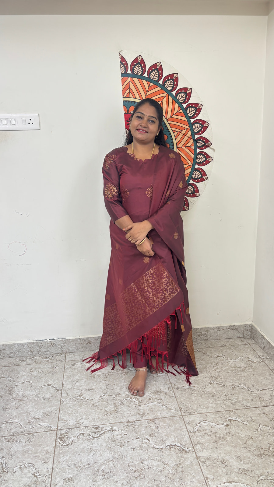 Wine Maroon Traditional kolam salwar